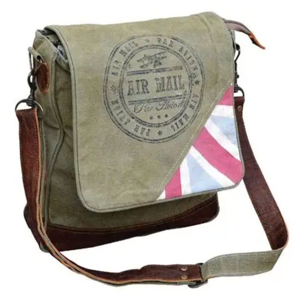 Vintage “Par Avion – Air Mail” Canvas and Leather Messenger Bag - Picture 16 of 16